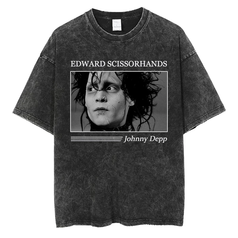 

Movie EDWARD SCISSORHANDS T-shirt Tim Burton Johnny Depp Print Tshirt Cotton Summer Men Clothes Gothic Punk Short Sleeve Tees