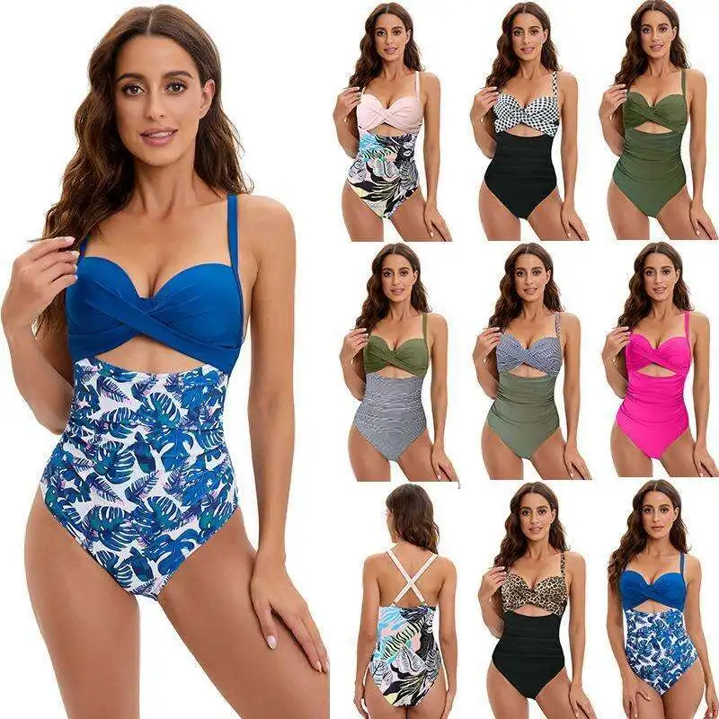 

Multi Color Swimsuit One Piece Briefs Solid Digital Printing Fashion Womens