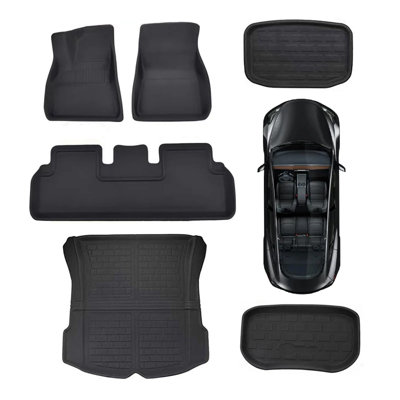 

All-Weather Waterproof XPE Floor Mats, Trunk Cargo Liner Mat, Car Rear Seat Back Anti Dirty Pad For Tesla Model 3 2021 2022 2023