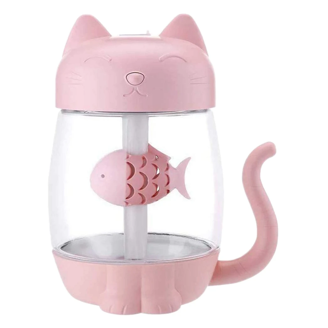 

350ML USB Cat Air Humidifier Cool Mist Adorable Mini Landscape Humidifier Mini USB Fan for Home Bedroom Office Car C