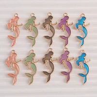 10pcs 13x29mm trendy enamel mermaid charms for jewelry making diy earrings pendants necklaces handmade keychains accessories