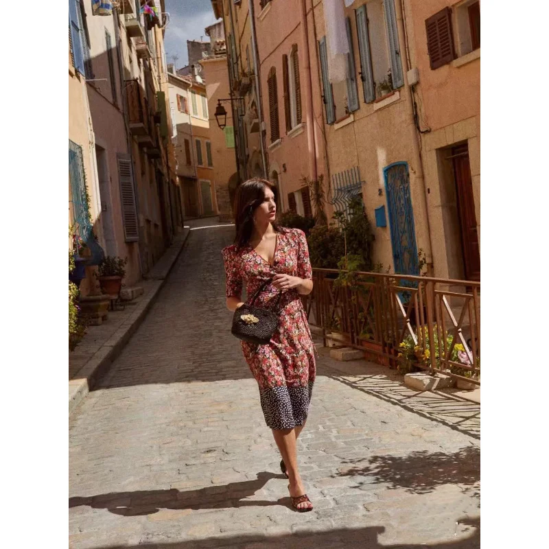 

Платье женское пасторальное с рукавами-пузырьками и принтом позиционирования, весна-лето 2023