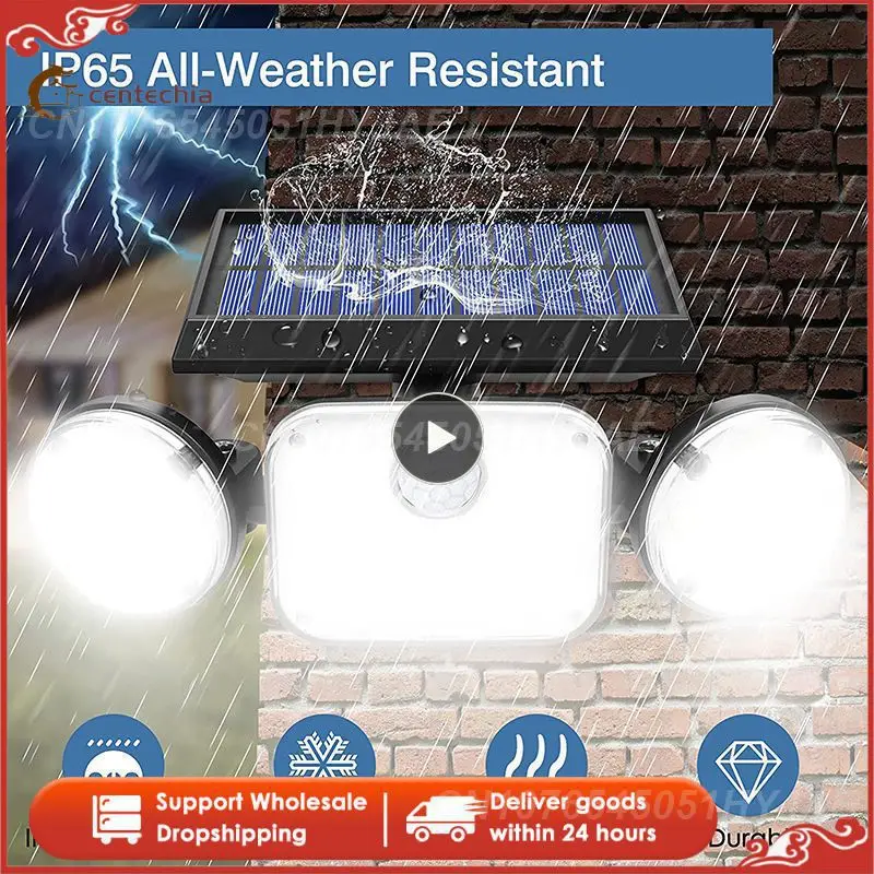 

2022 Solar Motion Lights Waterproof 3 Heads Solar Flood Lights with Motion Sensor Adjustable For Garage Yard Garden Porch