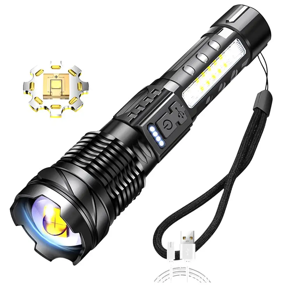 

Led Flashlights Usb Rechargeable Outdoor Lighting Cob Work Light Emergency Spotlights With Tail Rope
