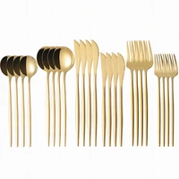 24pcs dinnerware cutlery set stainless steel golden forks spoons knives kitchen cutlery tableware dinning flatware set