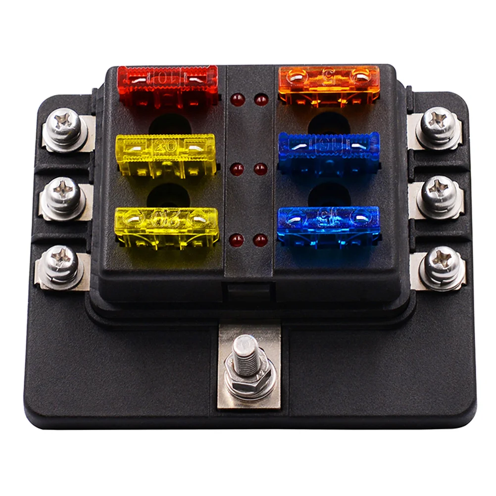 

1pc Car Fuse Box Holder Car RV 1 into 8 out Fuse Box Screw Wiring Terminal Screw Terminal Section