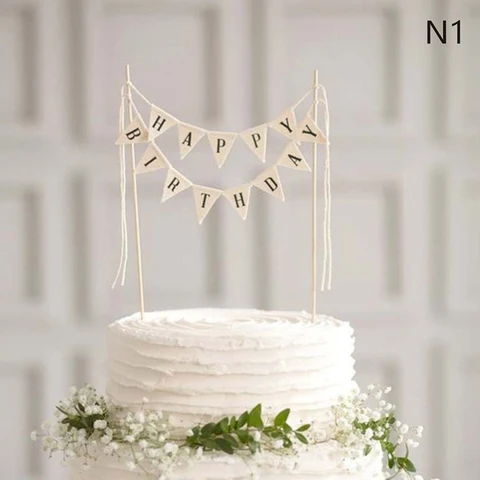 День рождения торт флаг Топпер выпечки Декор счастливая фотография с буквой творческая ткань