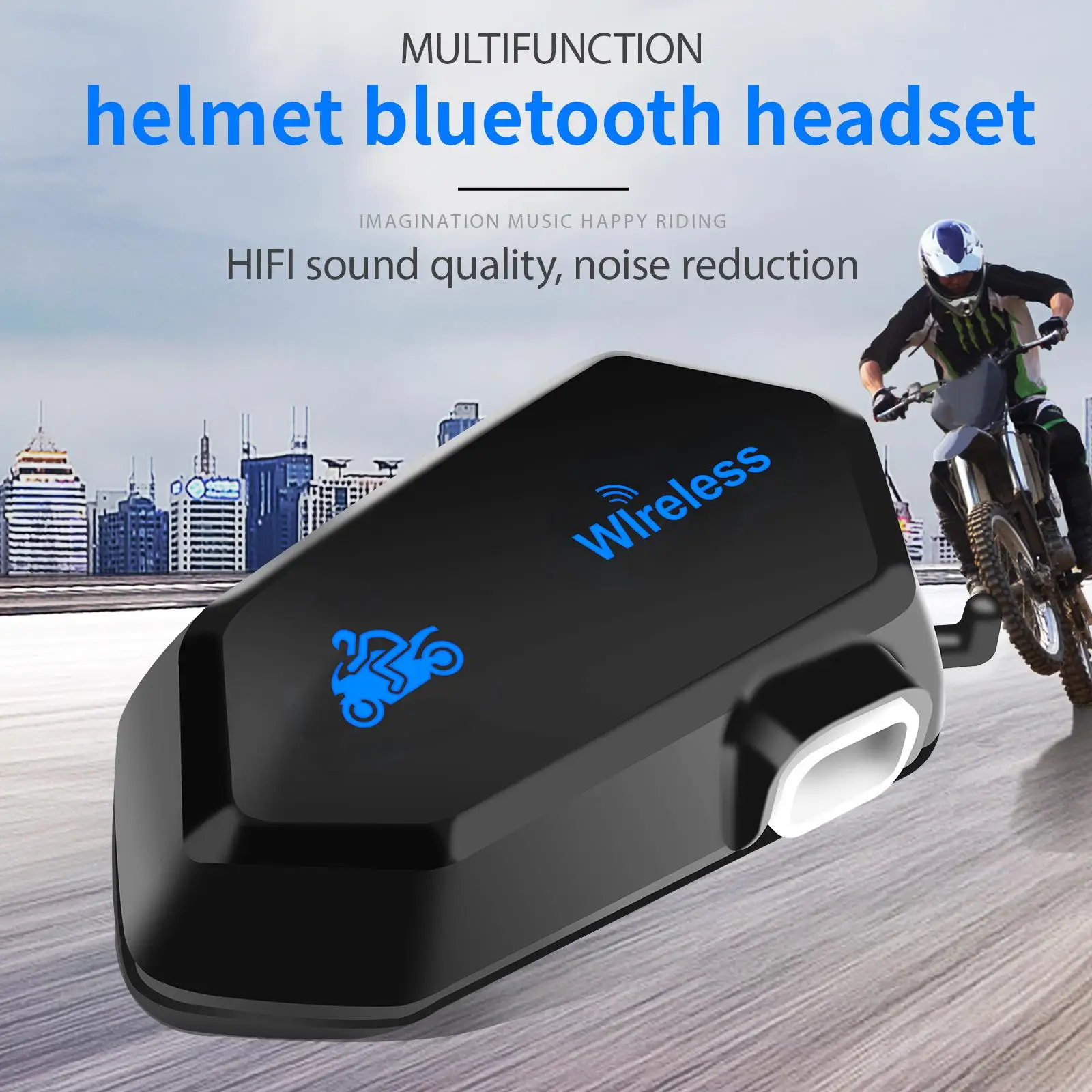 

Handsfree Motorcycle Bluetooth Headset Waterproof HD Stereo Slim for Driving