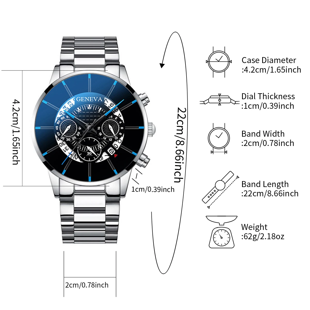 2 шт./комплект мужские кварцевые часы с большим циферблатом