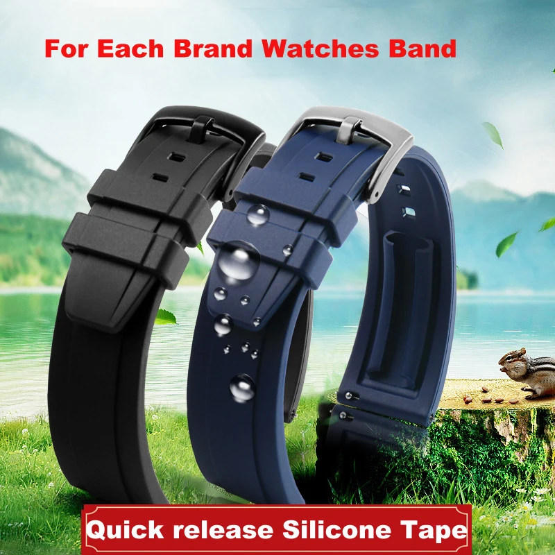 

watch band Fluororubber strap 20 22 24mm men's Silicone suitable for Omega Tissot Longines Rolex Seiko Wanguo strap