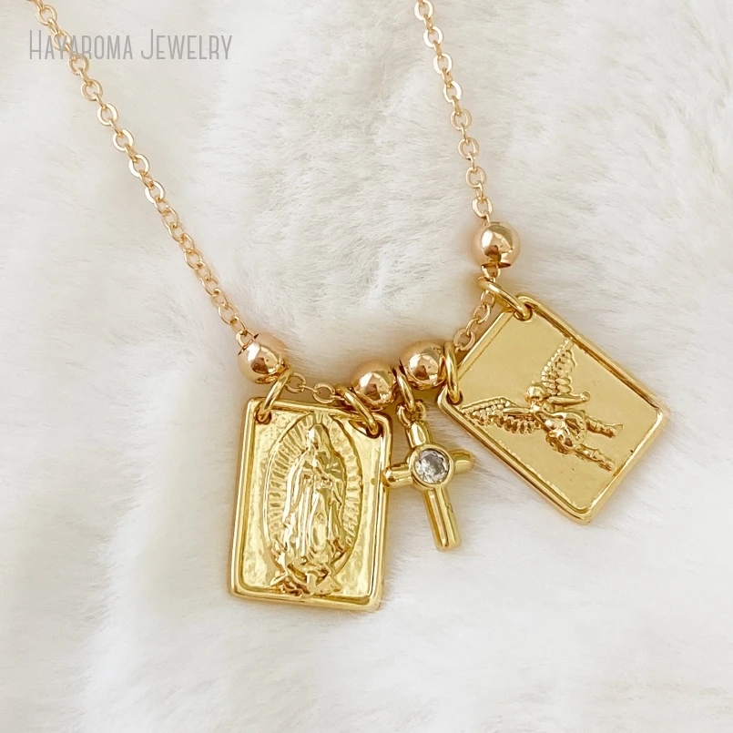 10 шт. лопастное ожерелье с крестом религиозное Девы Марии священное сердце