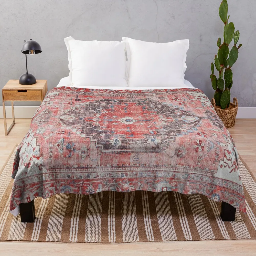 

Red Vintage Oriental Moroccan Style Artwork Throw Blanket blankets for bed woven blanket cute blanket