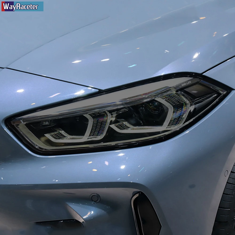 

2 Pcs Car Headlight Protective Film Headlamp Restoration Transparent Black TPU Sticker For BMW 1 Series F40 M135i 118 Accessorie