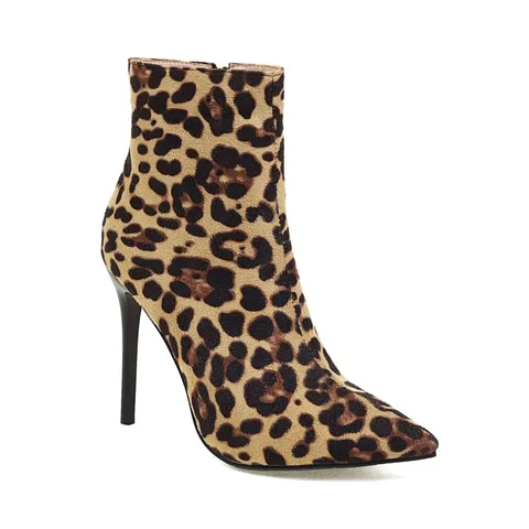 Сексуальные женские ботильоны Ochanmeb на шпильке с принтом зебры, супер тонкие ботинки на высоком каблуке, на молнии, с острым носком, Короткие леопардовые ботинки, женская обувь 43