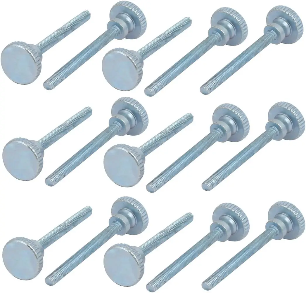 

M3x30mm Carbon Steel Flat Knurled Head Fully Threaded Thumb Screw Bolt 15pcs