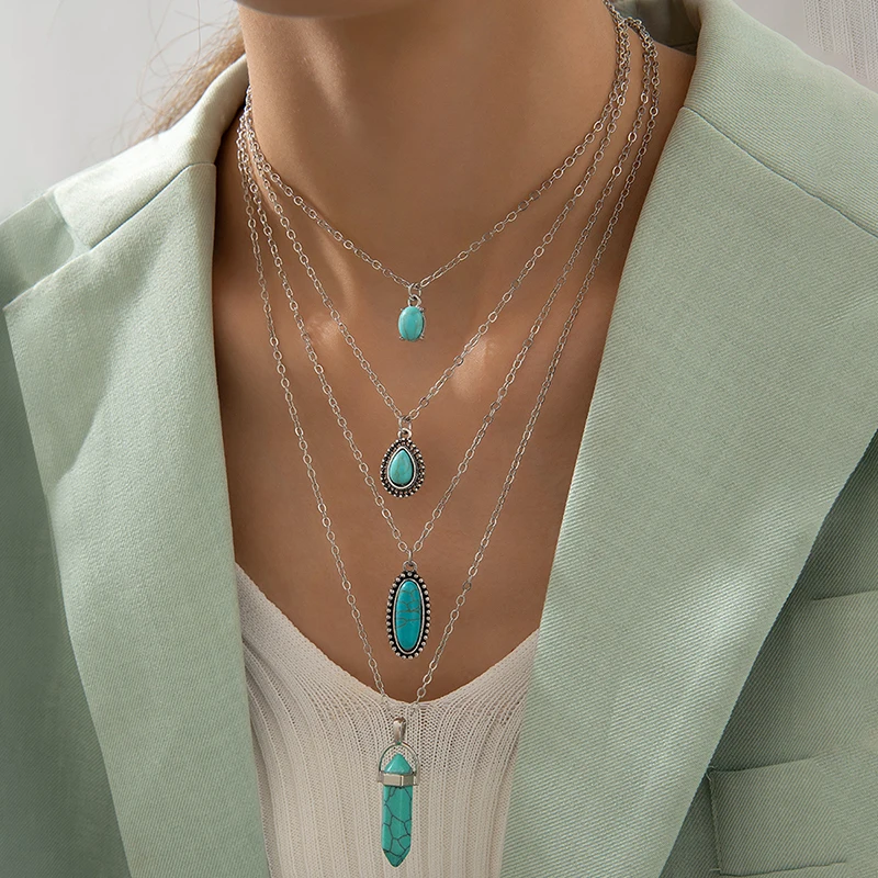 Винтажное ожерелье Tocona из зеленого камня