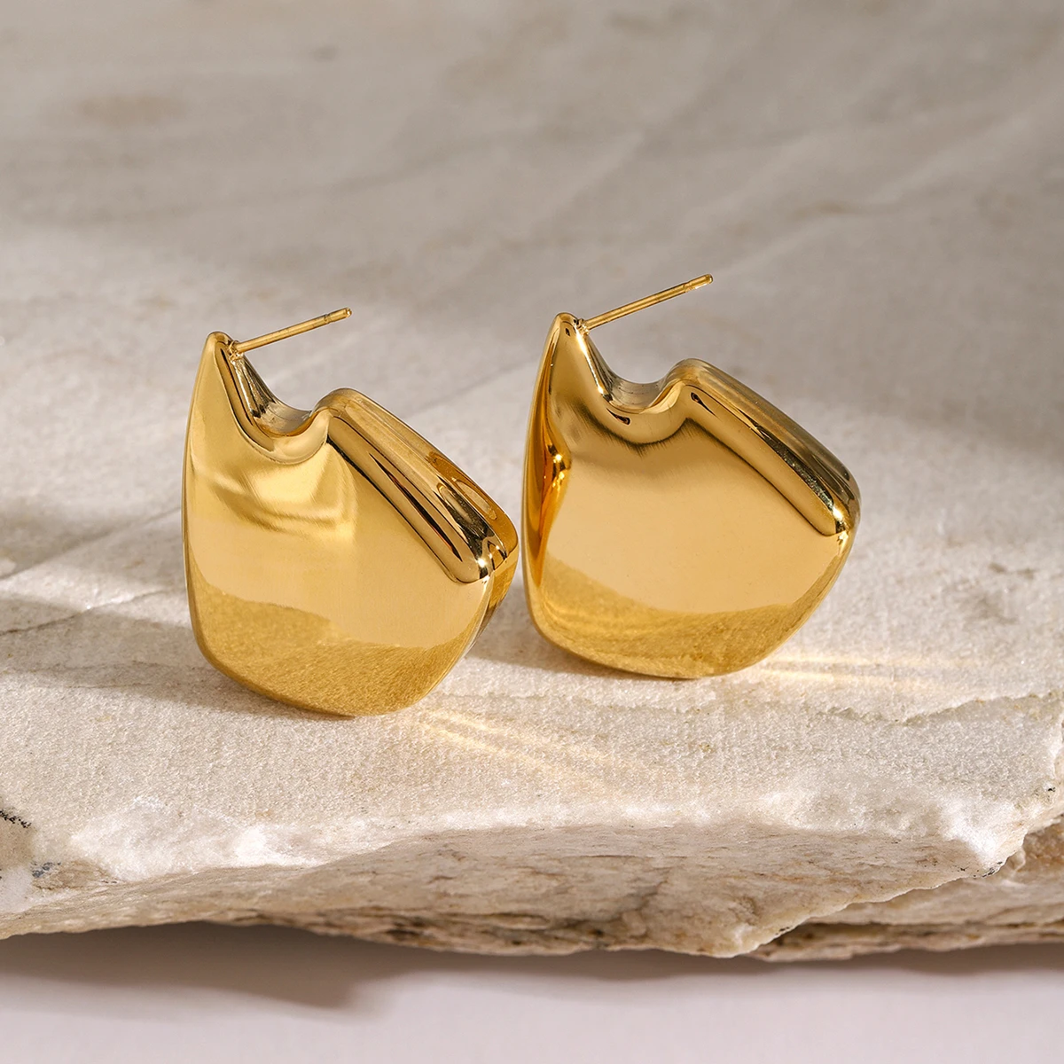 Очаровательные большие полые серьги-гвоздики из нержавеющей стали Uworld