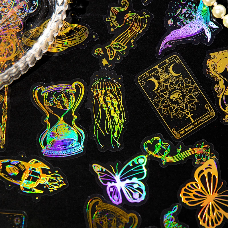 

30 pcs/pack Pet sticker pack fantasy magic series stereoscopic foil card notes handbook decoration material sticker 6 styles