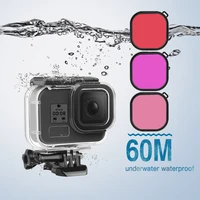 gopro hero 8 waterproof case 60m red purple pink lens filter diving housing cover protector underwater go pro camera accessories
