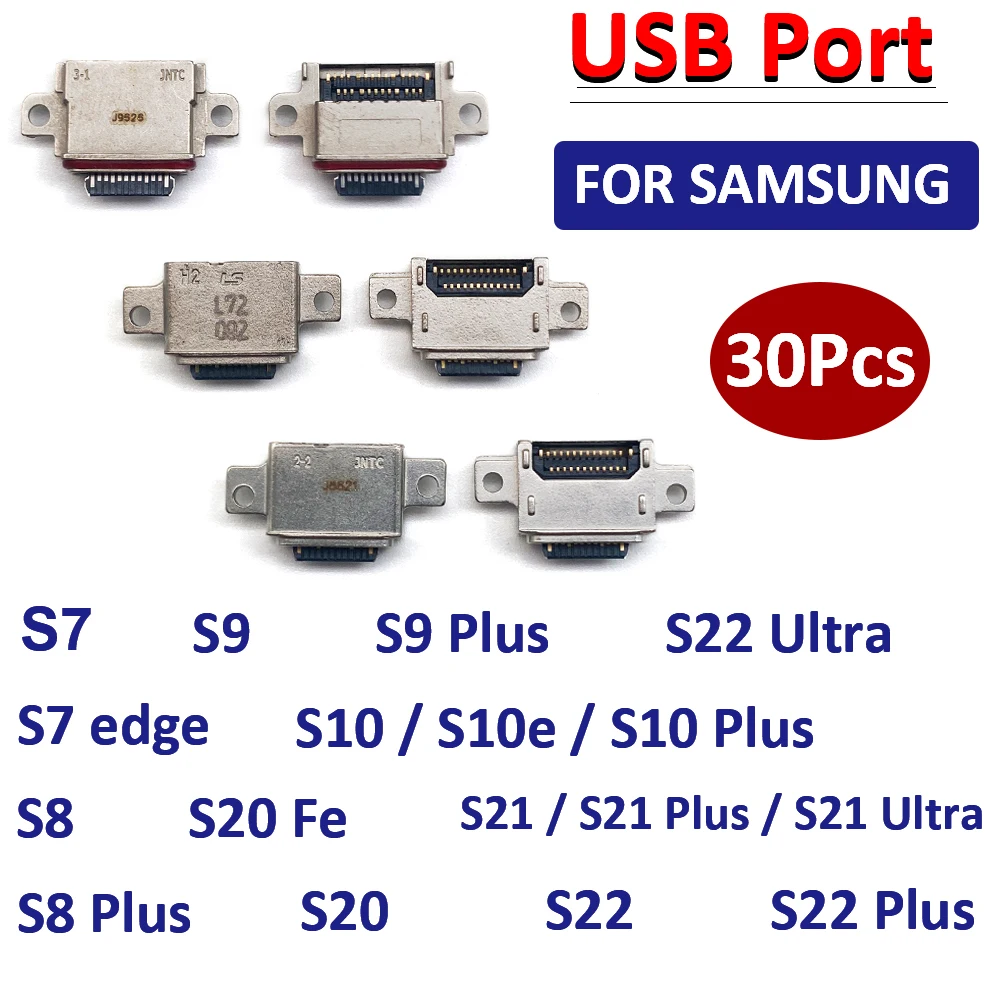 30 шт. новый протестирован для Samsung S22 S21 Plus S20 Ultra S10 S8 S9 S7 Edge Micro Mini USB Jack Разъем