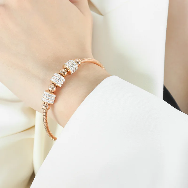 Современный позолоченный круглый браслет из нержавеющей стали для женщин модный