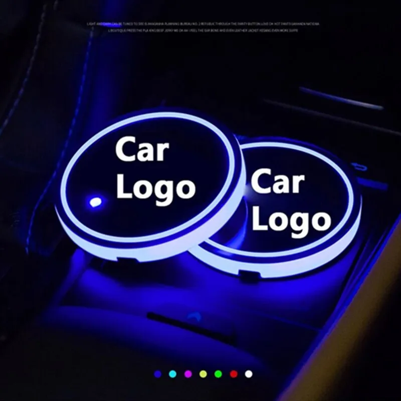 

For KIA K2 K3 K5 K9 Sorento Sportage Xceed Rio Luminous Car Water Cup Coaster Holder 7Colorful USB Charging Led Atmosphere Light