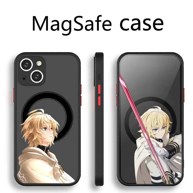 

Seraph of the end Mikaela Phone Case Transparent Magsafe Magnetic Magnet For iPhone 13 12 11 Pro Max Mini Wireless Charging