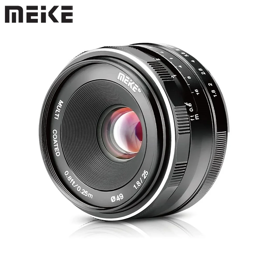 

Meike 25 мм F1.8 широкоугольный ручной основной объектив для Sony E/Fujifilm FX/для Canon EF-M/для Olympus Panasonic Micro 4/3 Mount