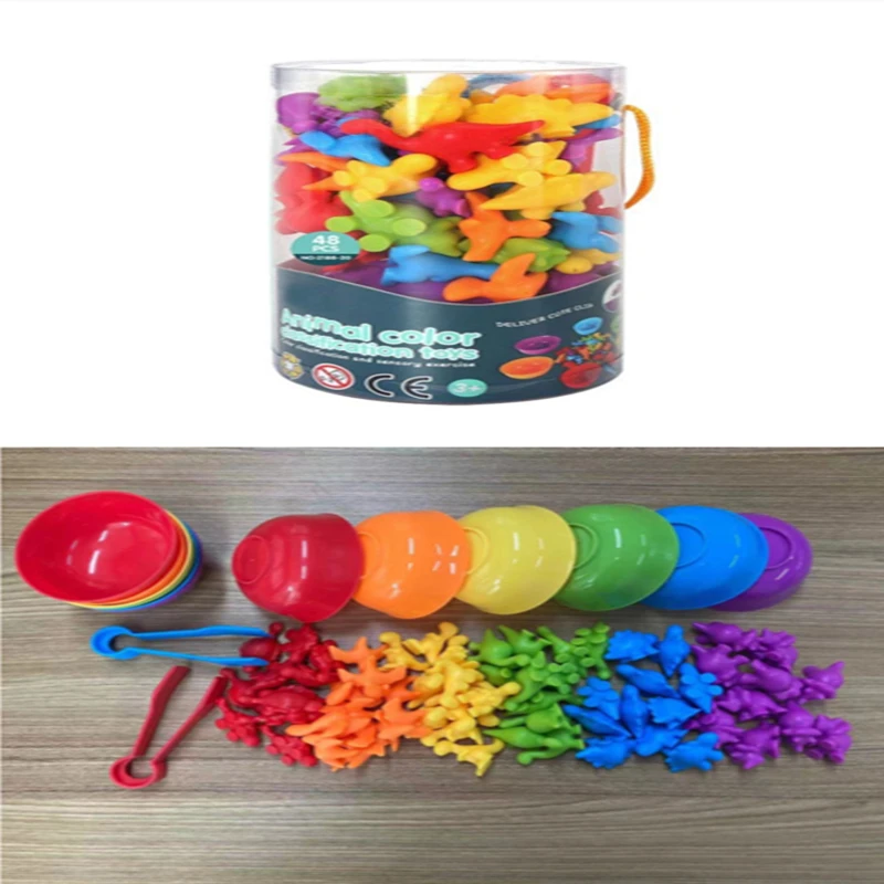 

Counting Dinosaur with Stacking Cups Montessori Educational Sorting Rainbow Toys for Children 3 Year Baby Toy Math Teaching Tool