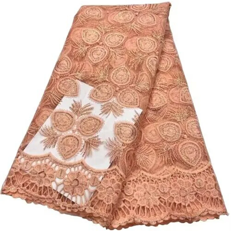 Африканская Кружевная Ткань 5 ярдов, шнур с блестками, нигерийская кружевная ткань, белая вышивка, швейцарский гипюр, свадебная французская кружевная ткань