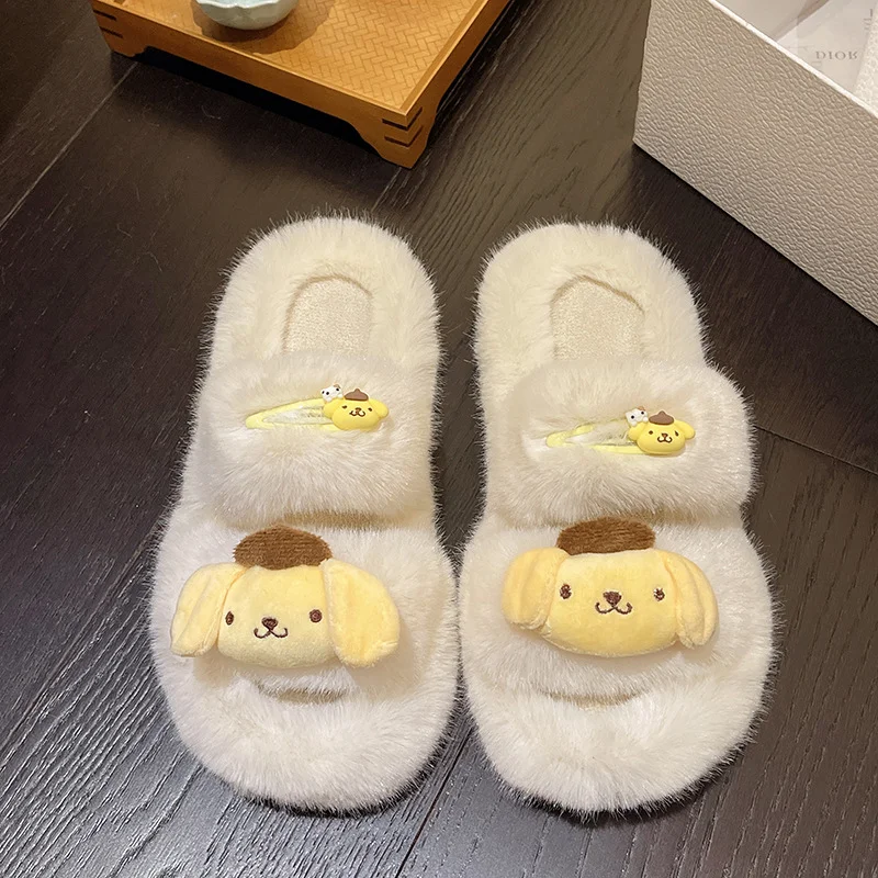Sanrio осенне-зимняя милая теплая домашняя женская обувь Melody нескользящие плюшевые