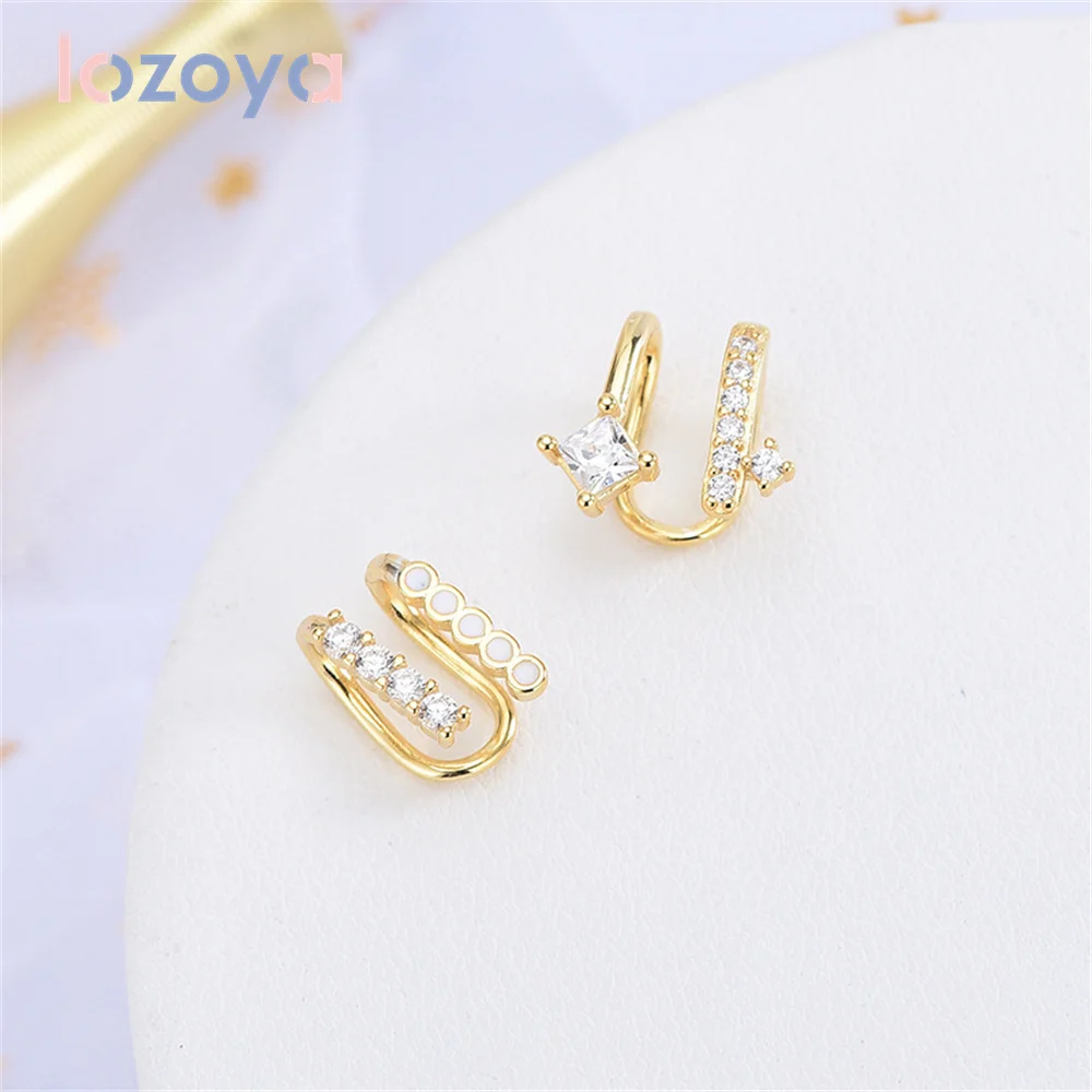 

Lozoya Women's Earrings 925 Sterling Silver Zircon U-shaped Ear Cuff Simple Charm Without Pierced Ear Bone Clip Luxury Jewelry