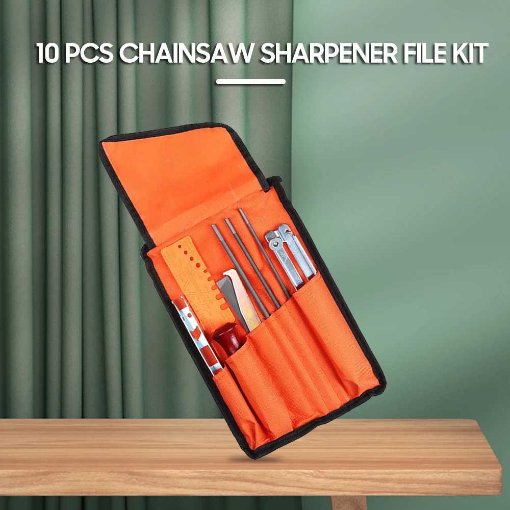 

8/10 PCS Chainsaw Sharpener File Kit Hand Tool for Sharpening Electric Chain Saw Set Chainsaw File With Handle Bag