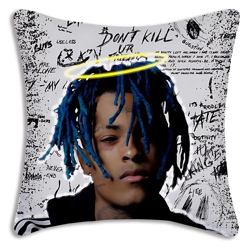 Hip Hop Z-XXXTentacion Pillow Covers Cartoon Sofa Decorative Home Double-sided Printing Short Plush Cute Cushion Cover