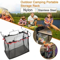 outdoor camping portable storage mesh rack kitchen tools storage picnic storage barbecue mesh net rack bag table hanging a2o3