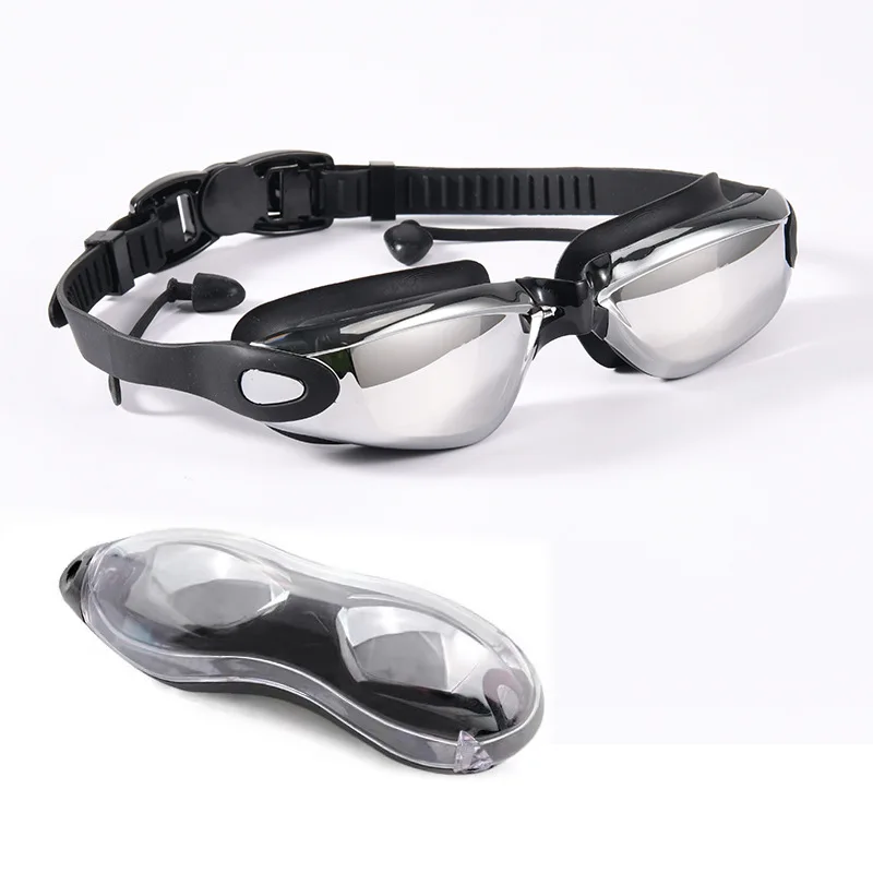 Myopia  Electroplated swimming goggles Anti fog glasses Silicone waterproof supplies