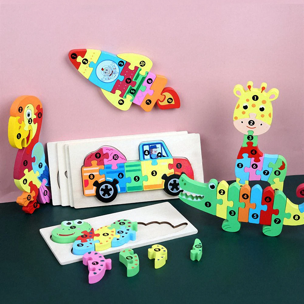 Детская деревянная игрушка Монтессори, 3D пазл, головоломки с животными, Детский пазл, обучающие игрушки для детей, пазл с признанием Детская деревянная игрушка Монтессори, 3D пазл, головоломки с животными, Детский пазл, обучающие игрушки для детей, пазл с признанием