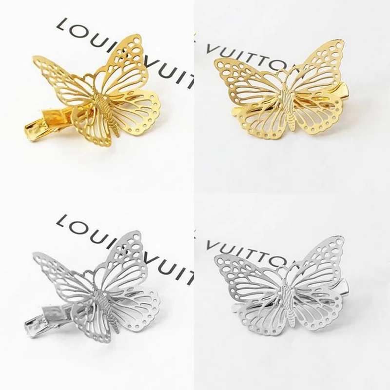 

Women Hollow Vintage Hair Clips Metal Butterfly Hairpins Gold Bridal Headpiece Bobby Pins Headdress Jewelry Styling Accessories