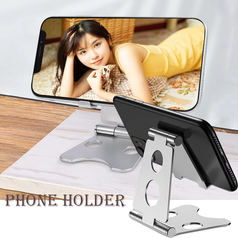 Durable Aluminum Alloy Smartphone Holder Stand Multi-use Tablet Stand Holder High Compatibility Home Office Folding Lazy Bracket