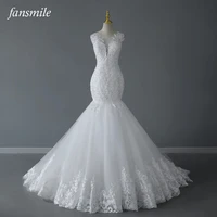fansmile boat neck vintage lace mermaid wedding dress 2022 elegant plus size custom made elegant bridal gown fsm 213m