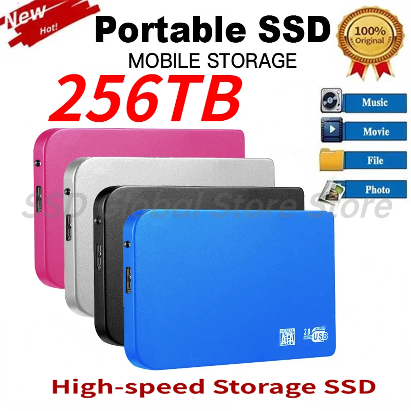 

256TB High-speed Portable SSD 2TB 16TB 32TB 64TB External Solid State USB3.0 Interface HDD Original Mobile Hard Drive for Laptop