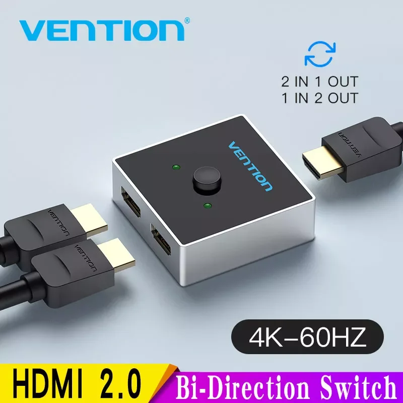 

Vention HDMI Switch Bi-Direction 2.0 HDMI 4K Switcher 1x2/2x1 Adapter 2 in 1 out Converter for PS4 Pro/4/3 TV Box HDMI Splitter