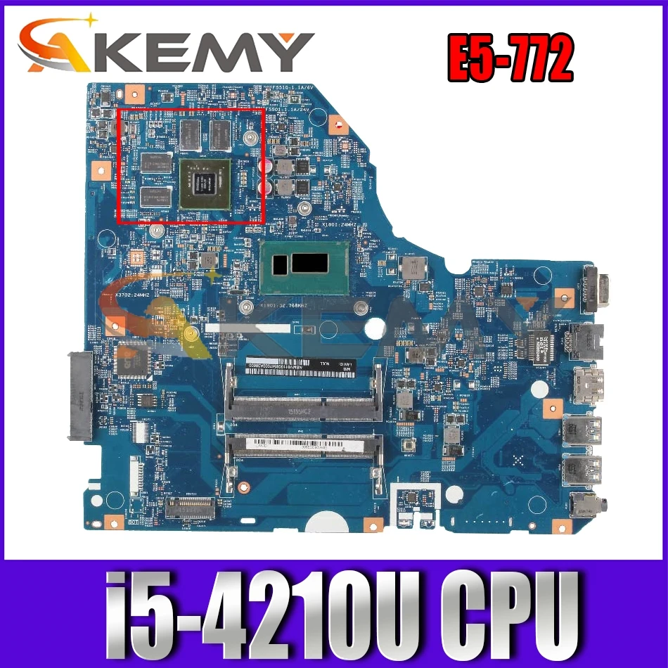 

Материнская плата для ноутбука ACER Aspire E5-772 i5-4210U материнская плата для ноутбука 14276-1M SR1EF, 2 ГБ DDR3