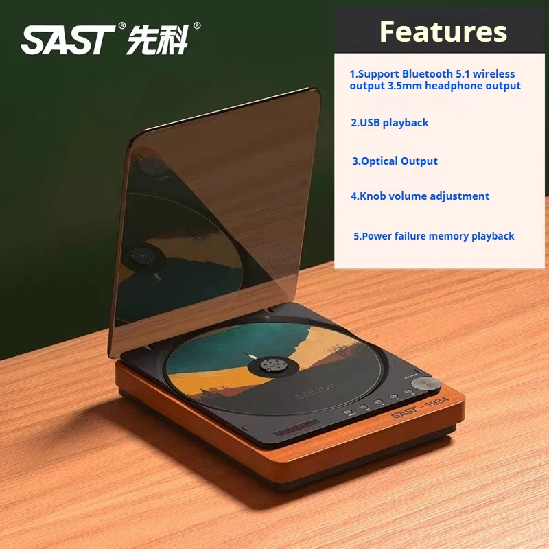 Фото SA058 Деревянный Hi-Fi CD-плеер, Bluetooth-подключение, цифровой оптический выход, воспроизведение без потерь через USB, инфракрасный пульт дистанционного управления №4