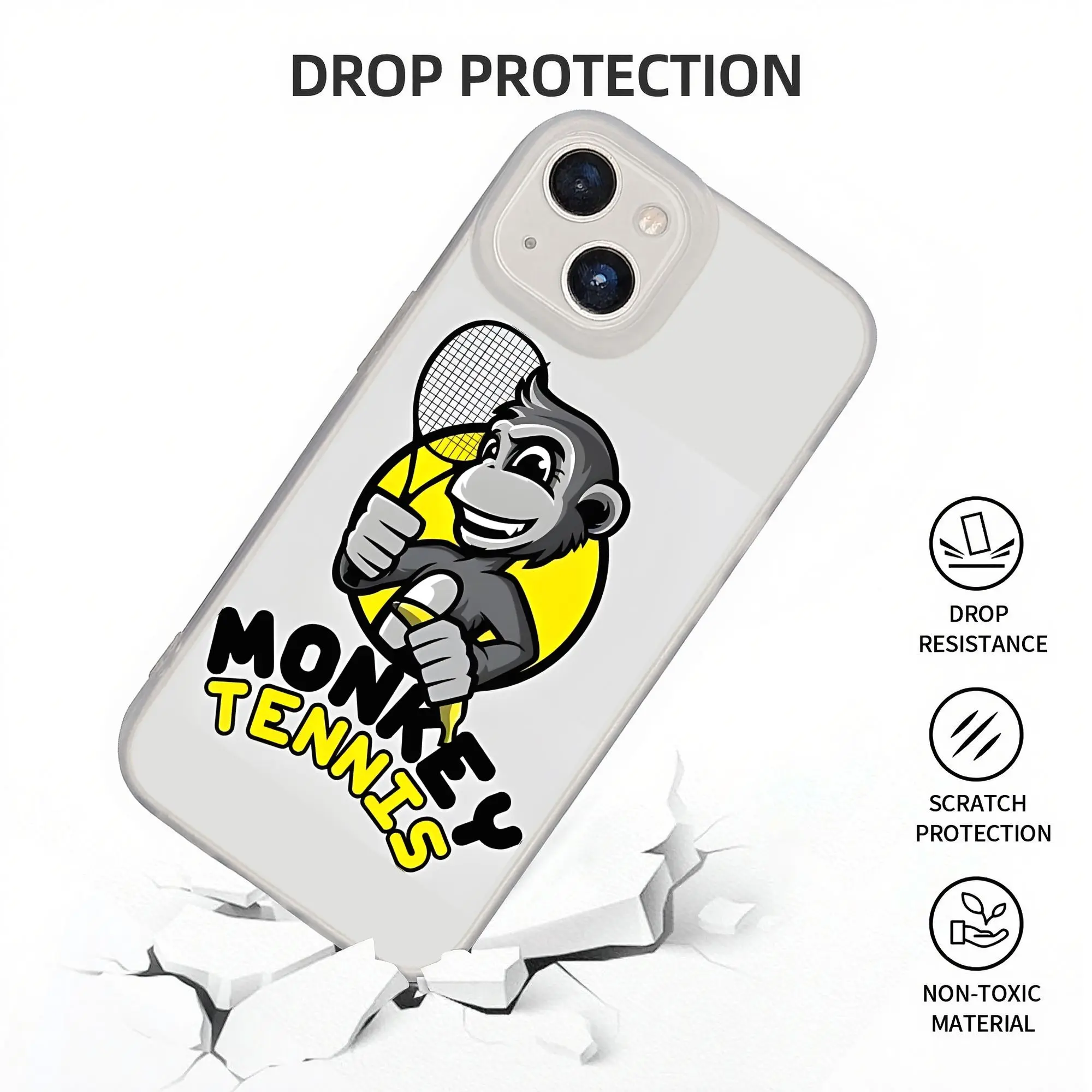 Фото Новый противоударный чехол-бампер Armor Idea Series с дизайном Monkey Tennis для iPhone 17, 16, 15, 14, 13, 12, 11 №1