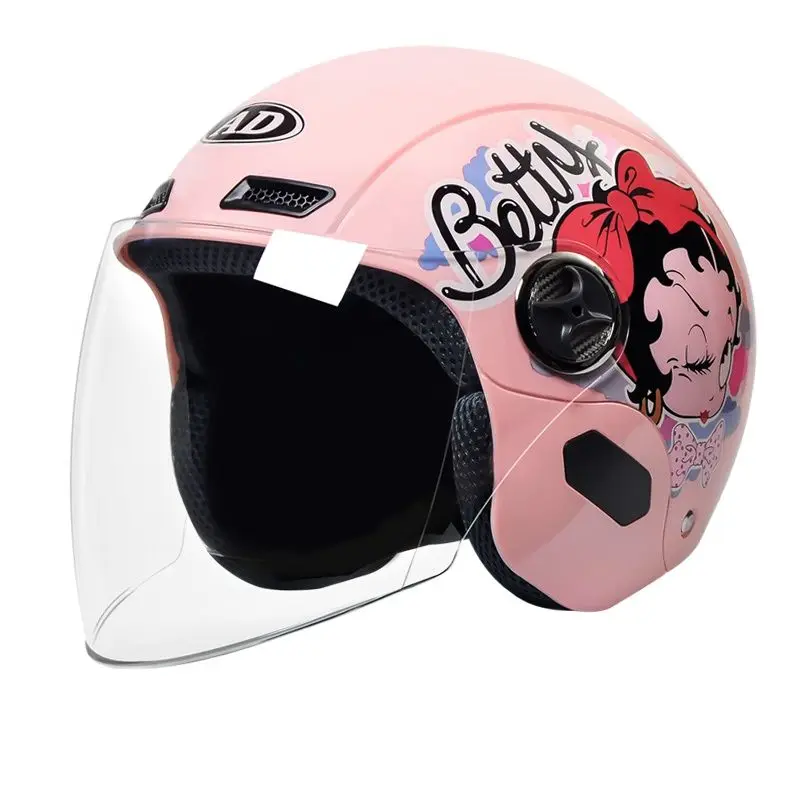 

Electric Motorcycle Helmet Single Lens Visors Pink Motorbike Helmet Bicycle Men Women Summer Scooter Moto Casco