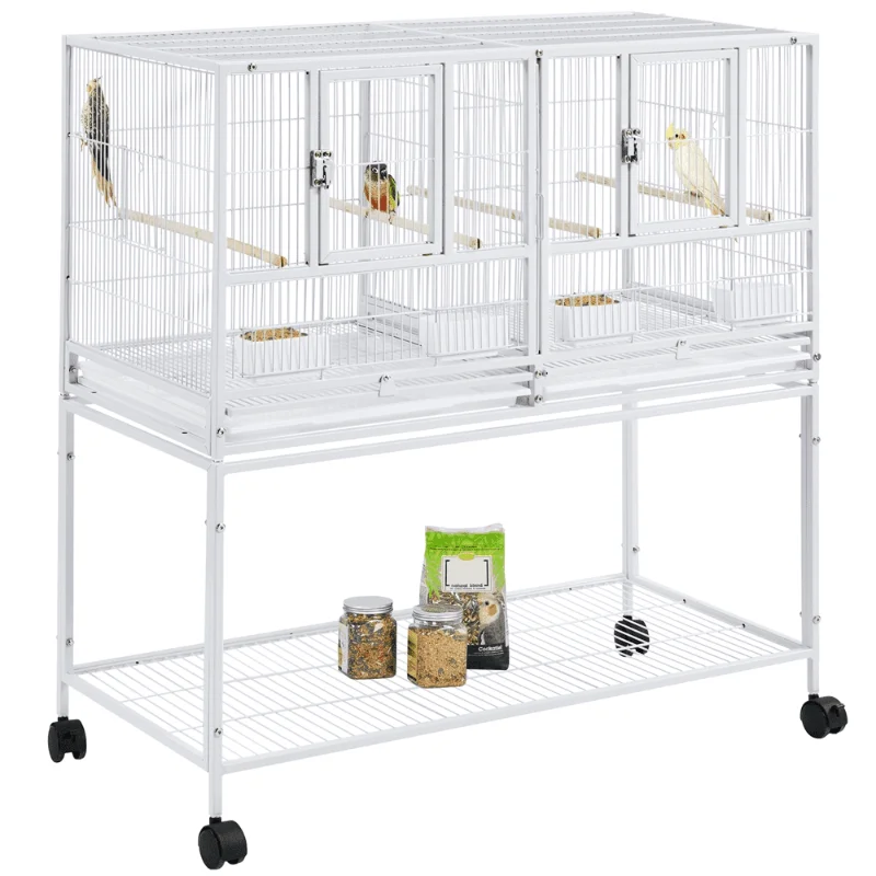 

Easyfashion Rolling Bird Stackable Divided Breeder Cage for Small Birds, White bird cage decoration