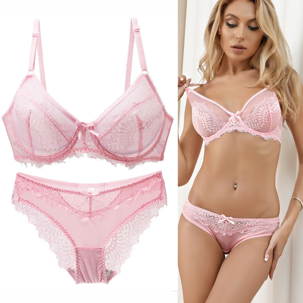 

Bras For Women Adjusted-straps Underwire Bra Set Sexy Womens Bra and Panty Set Lace Bralette Thin Lingerie 2 Piece Bra Women Top