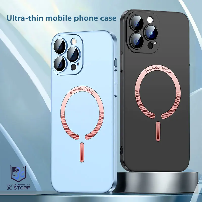 

For Magsafe Phone Case For iphone X 11 12 13 14 Pro Max Plating Silicon Wireless Charging Lens Protection Shockproof Back Cover