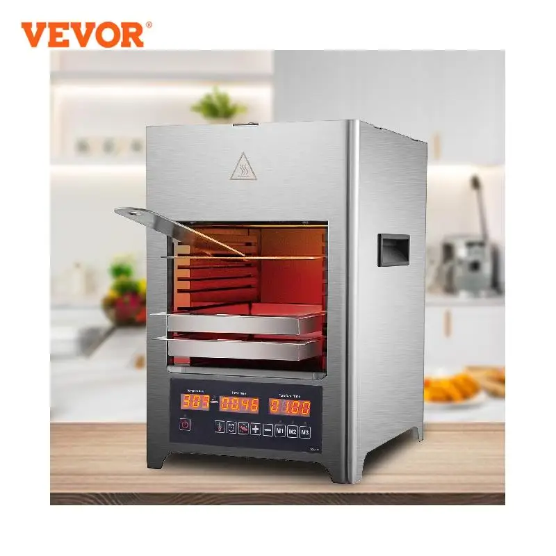 

VEVOR Mini Electric Kitchen Oven Indoor Infrared Steak Grill Broiler with LED Screen Tabletop Toaster 3 Tray for Restaurant Home